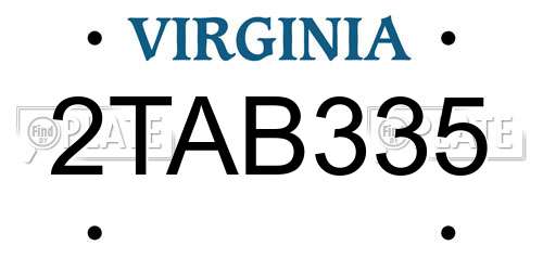 2TAB335 Virginia License Plate