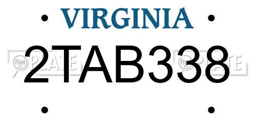 2TAB338 Virginia License Plate