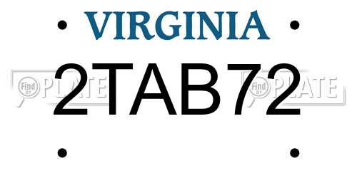 2TAB72 Virginia License Plate