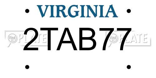 2TAB77 Virginia License Plate