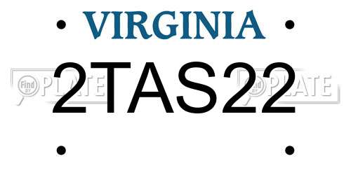 2TAS22 Virginia License Plate