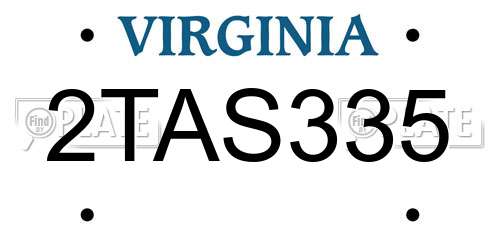 2TAS335 Virginia License Plate