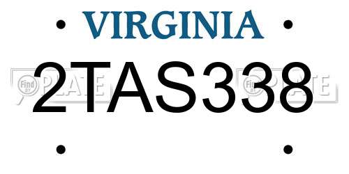 2TAS338 Virginia License Plate