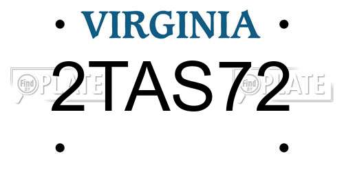 2TAS72 Virginia License Plate