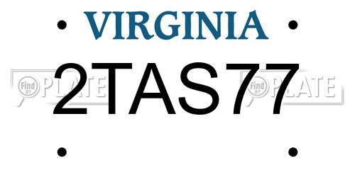 2TAS77 Virginia License Plate