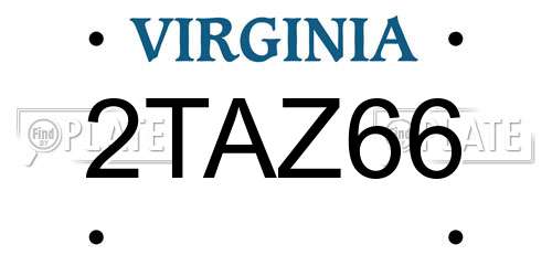2TAZ66 Virginia License Plate