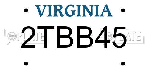 2TBB45 Virginia License Plate