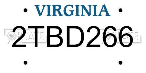 2TBD266 Virginia License Plate