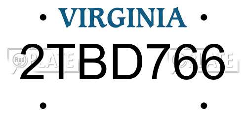 2TBD766 Virginia License Plate