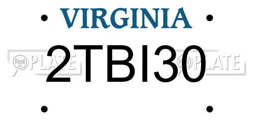 2TBI30 Virginia License Plate