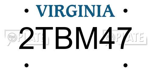 2TBM47 Virginia License Plate