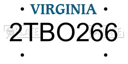 2TBO266 Virginia License Plate