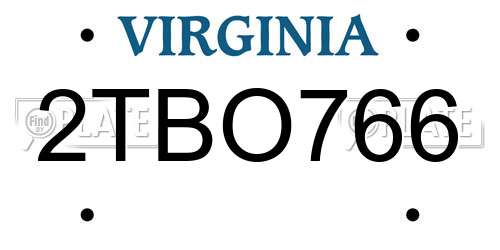 2TBO766 Virginia License Plate