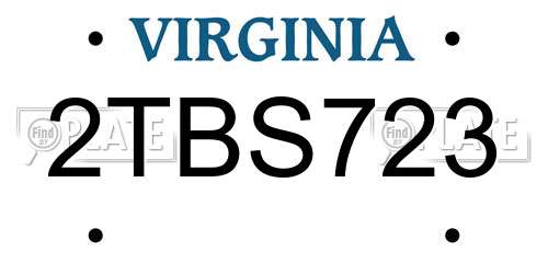 2TBS723 Virginia License Plate