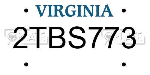 2TBS773 Virginia License Plate