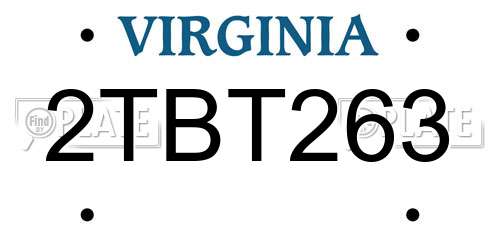 2TBT263 Virginia License Plate