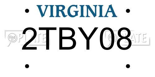 2TBY08 Virginia License Plate