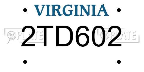 2TD602 Virginia License Plate