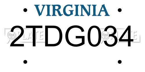 2TDG034 Virginia License Plate