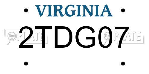 2TDG07 Virginia License Plate
