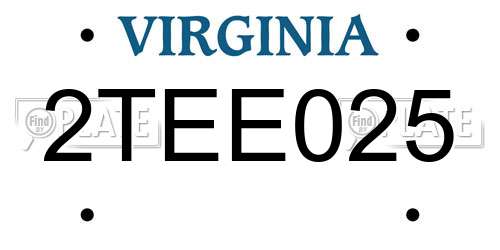 2TEE025 Virginia License Plate