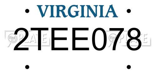 2TEE078 Virginia License Plate
