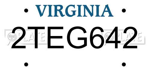 2TEG642 Virginia License Plate