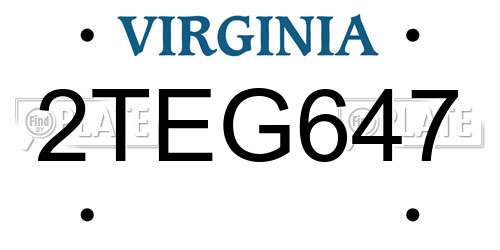 2TEG647 Virginia License Plate