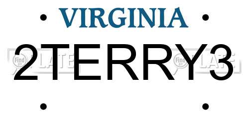 2TERRY3 Virginia License Plate