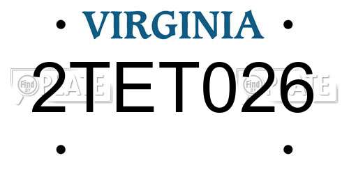 2TET026 Virginia License Plate