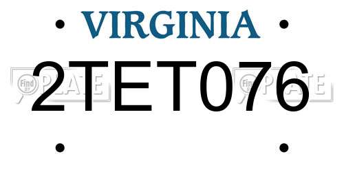 2TET076 Virginia License Plate