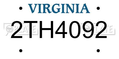 2TH4092 Virginia License Plate