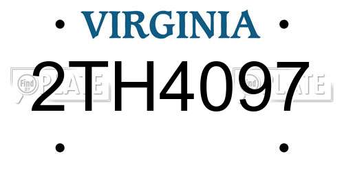 2TH4097 Virginia License Plate