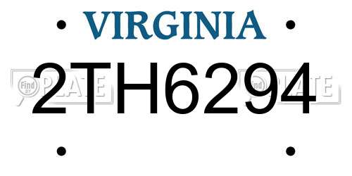 2TH6294 Virginia License Plate