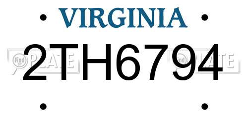 2TH6794 Virginia License Plate