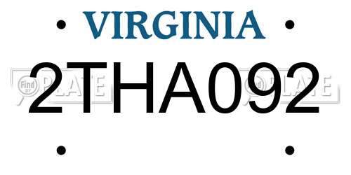 2THA092 Virginia License Plate