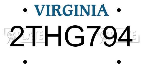 2THG794 Virginia License Plate