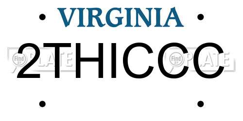 2THICCC Virginia License Plate