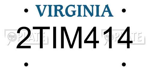 2TIM414 Virginia License Plate