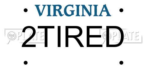2TIRED Virginia License Plate