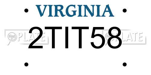 2TIT58 Virginia License Plate