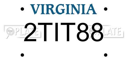 2TIT88 Virginia License Plate