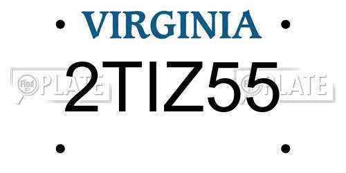 2TIZ55 Virginia License Plate