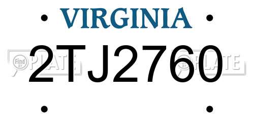 2TJ2760 Virginia License Plate