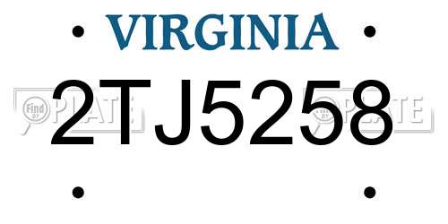 2TJ5258 Virginia License Plate