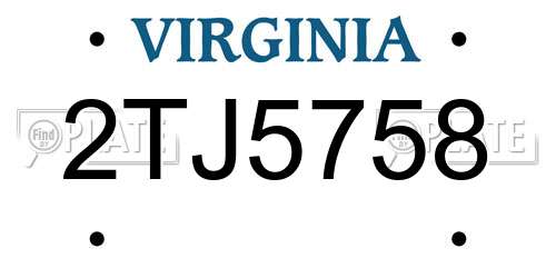 2TJ5758 Virginia License Plate
