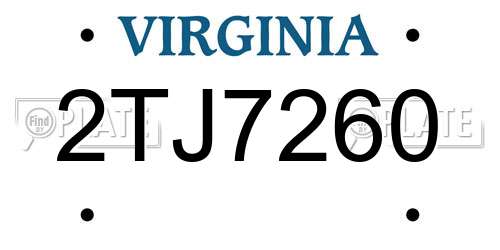 2TJ7260 Virginia License Plate