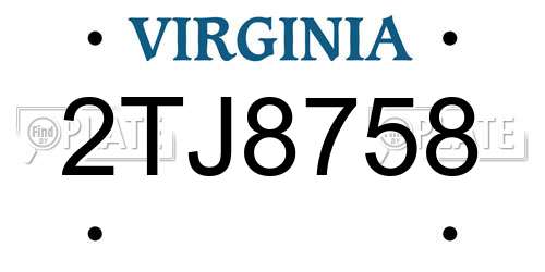 2TJ8758 Virginia License Plate