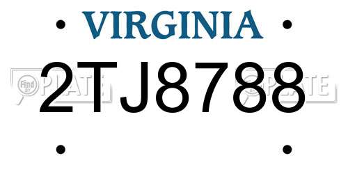 2TJ8788 Virginia License Plate