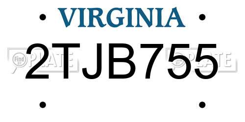 2TJB755 Virginia License Plate